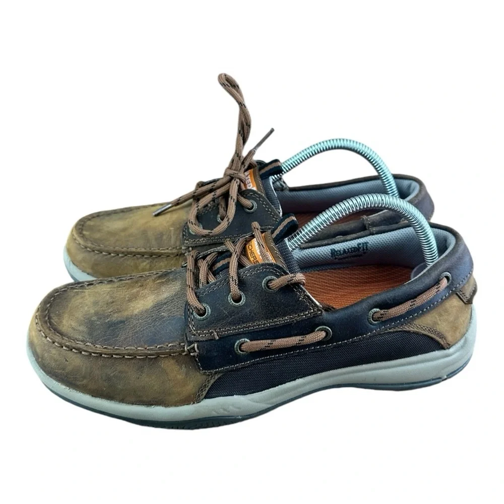 SKECHERS Brown Leather Casual Boat Deck Shoes Size US 8.5 EUR 41